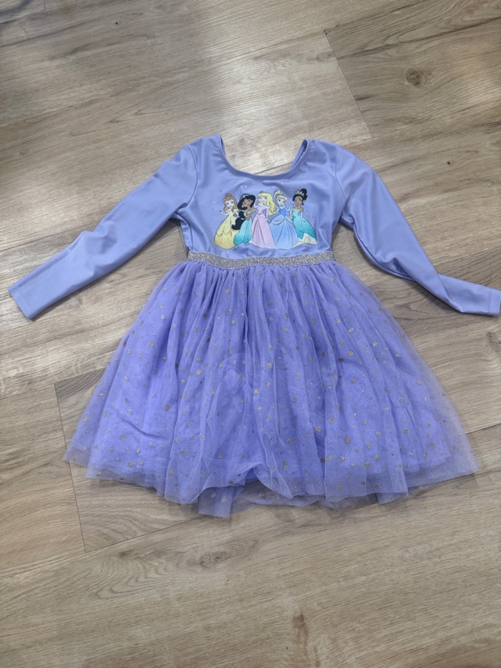 Disney Purple Princess Tulle Dress with Gold Glitter Waistband